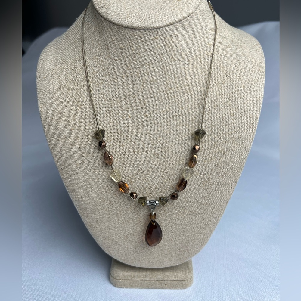 Lonnie Lovness Brown and Clear Glass Multi Bead Necklace